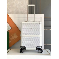 Promotional Goyard Bourget PM Trolley Case Wheeled Luggage 20inches GY1647 White