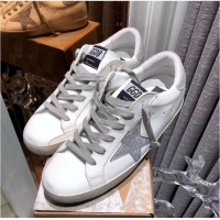 ​Promotional Golden Goose Super-Star Sneakers in Silver Glitter and White Leather 027060