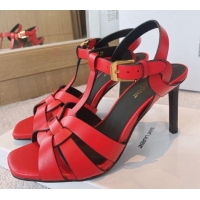 Top Design Saint Laurent High Heel Sandals 8.5cm in Calf Leather Red 0325038