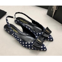 Good Product Saint Laurent Anaïs Slingbacks Flat in Dots Print with Bow Black 1/White 412036