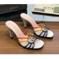 Lower Price Gucci Isa Heel Slide Sandals with Crystal GG Multicolor 022339