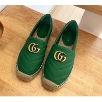 Best Grade Gucci Chevron Leather Espadrilles Green 22368