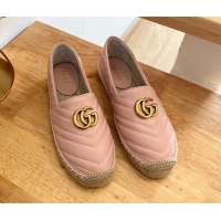 Good Looking Gucci Chevron Leather Espadrilles Pink 022370