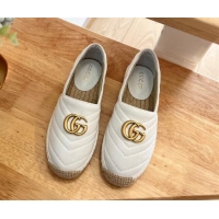 Best Price Gucci Chevron Leather Espadrilles White 022371