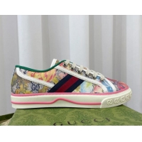 Pretty Style Gucci Tennis 1977 Sneakers in Multicolour GG Supreme Flora Print Cotton 022846 