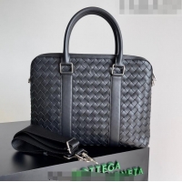 Top Quality Bottega Veneta Slim Classic Briefcase Bag in Intrecciato Leather 690702 Black 2022