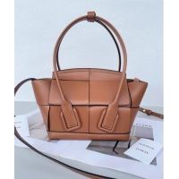 Promotional Bottega Veneta Mini Arco Tote Bag in intreccio Smooth Calfskin 600606 Brown 2023