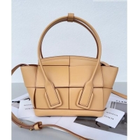 Pretty Style Bottega Veneta Mini Arco Tote Bag in intreccio Smooth Calfskin 600606 Apricot 2023