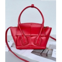 Famous Brand Bottega Veneta Mini Arco Tote Bag in intreccio Smooth Calfskin 600606 Red 2023