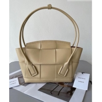 Best Grade Bottega Veneta Samll Arco Tote Bag in intreccio Smooth Calfskin 575943 Apricot 2023