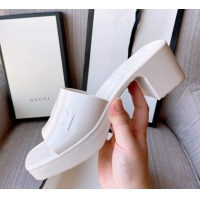 Grade Quality Gucci Rubber Heel Slide Sandals 5.5cm White 030282