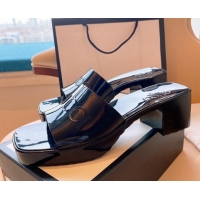 Fashion Gucci Rubber Heel Slide Sandals 5.5cm Black 030286