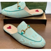 Best Grade Gucci Jumbo GG Canvas Princetown Slippers Green/Beige 030295