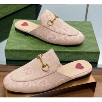 Low Cost Gucci Jumbo GG Canvas Princetown Slippers Pink/Beige 030296