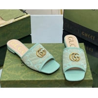 Top Quality Gucci Jumbo GG Canvas Slide Sandals Green 030297