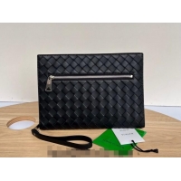 Good Taste Bottega Veneta Men's Small Classic Intrecciato Document Case 693675 Black/Silver 2023