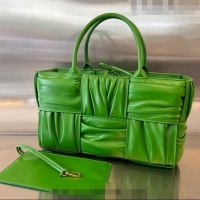 Top Quality Bottega Veneta Small Arco Tote Bag in Foulard Intreccio Leather 729043 Green 2023