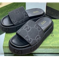 Most Popular Gucci Jumbo GG Canvas Slide Sandals 5.5cm Black 302113