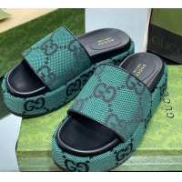 Classic Hot Gucci Jumbo GG Canvas Slide Sandals 5.5cm Green/Black 0302114