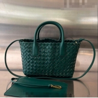 New Design Bottega Veneta Mini Cabat Tote Bag in Intreccio Leather 709464 Green 2023