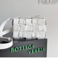 Buy Discount Bottega Veneta Cassette Fringed Intreccio Lambskin Crossbody Bag 680698 White 2023