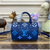 Luxurious Louis Vuitton Monogram Empreinte Speedy Bandouliere 20 M46517 Blue