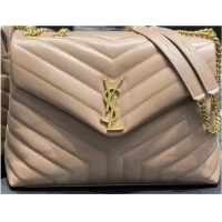 Modern Classic SAINT LAURENT Loulou Monogram medium quilted leather shoulder bag 74558 Khaki