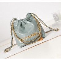 Buy Cheapest CHANEL 22 MINI HANDBAG AS3980 sky blue