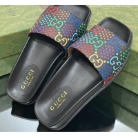 Stylish Gucci GG Star Flat Slide Sandals Black/Multicolor 321095