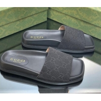 Best Price Gucci Classic GG Canvas Flat Slide Sandals Black 321100