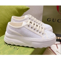 Discount Gucci GG Canvas Low-top Platform Sneakers 5cm White 329054