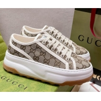 Cheap Price Gucci GG Canvas Low-top Platform Sneakers 5cm Beige 329056