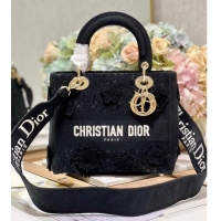 Top Quality MEDIUM DIOR OR LADY D-LITE BAG M0565OIAU black