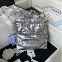 Unique Grade CHANEL 22 MINI HANDBAG AS3980 Silver