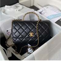 New Promotional Chanel SMALL FLAP BAG WITH TOP HANDLE AS4232 black