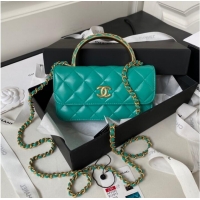 Good Product Chanel MINI FLAP BAG WITH TOP HANDLE AP3385 green