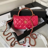 Good Product Chanel MINI FLAP BAG WITH TOP HANDLE AP3385 red