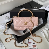 Famous Brand Chanel MINI FLAP BAG WITH TOP HANDLE AP3385 pink