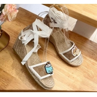 Discount Gucci GG Canvas Wedge Sandals 9cm with Dog Embroidery Beige 403116