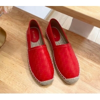 Classic Hot Gucci GG Leather Espadrilles Red 403124