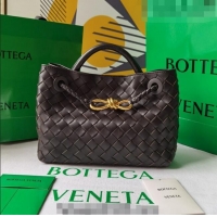 Famous Brand Bottega Veneta Small Andiamo Top Handle Bag in Intrecciato Leather Fondant 743568 Brown 2023