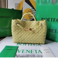 Top Quality Bottega Veneta Small Andiamo Top Handle Bag in Intrecciato Leather 743568 Ice cream Yellow 2023