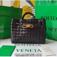 Low Cost Bottega Veneta Small Andiamo Top Handle Bag in Intrecciato Leather 743568 Black 2023