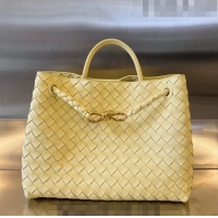 Best Price Bottega Veneta Medium Andiamo Top Handle Bag in Intrecciato Leather 743572 Ice Cream Yellow 2023