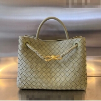 Good Taste Bottega Veneta Medium Andiamo Top Handle Bag in Intrecciato Leather 7435723 Travertine Green 2023