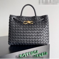 Well Crafted Bottega Veneta Medium Andiamo Top Handle Bag in Intrecciato Leather 743572 Black 2023