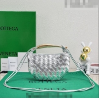 Top Quality Bottega Veneta Mini Sardine Bag in Intrecciato Leather 744267 Silver 2023