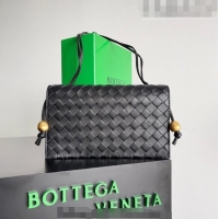 Famous Brand Bottega Veneta Trio Pouch On Strap Bag in Intrecciato 717435 Black 2023