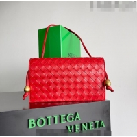 Good Product Bottega Veneta Trio Pouch On Strap Bag in Intrecciato 717435 Bright Red 2023