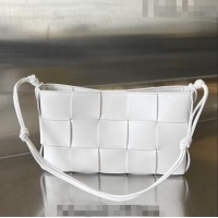 Top Quality Bottega Veneta Cassette Pouch On Strap in Intreccio leather 730543 White 2023